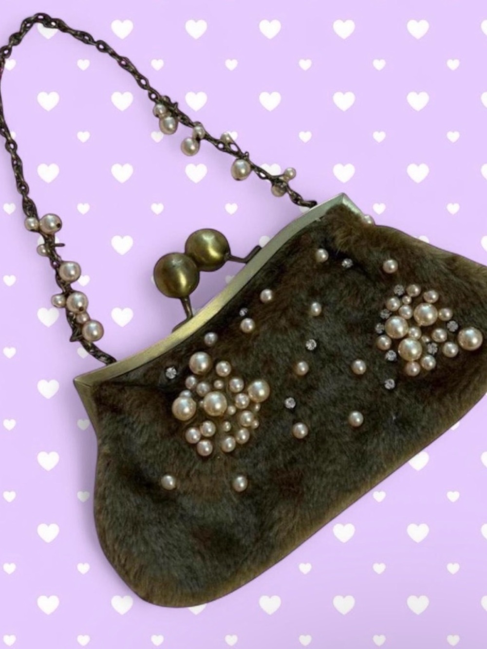 Vintage Green Pearl Handbag